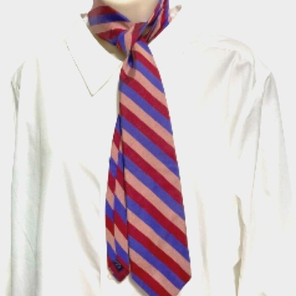 DAMON Vintage Silk Diagonal Striped Purple Pink Blue Tie 57 x 3 inches - Picture 4 of 12